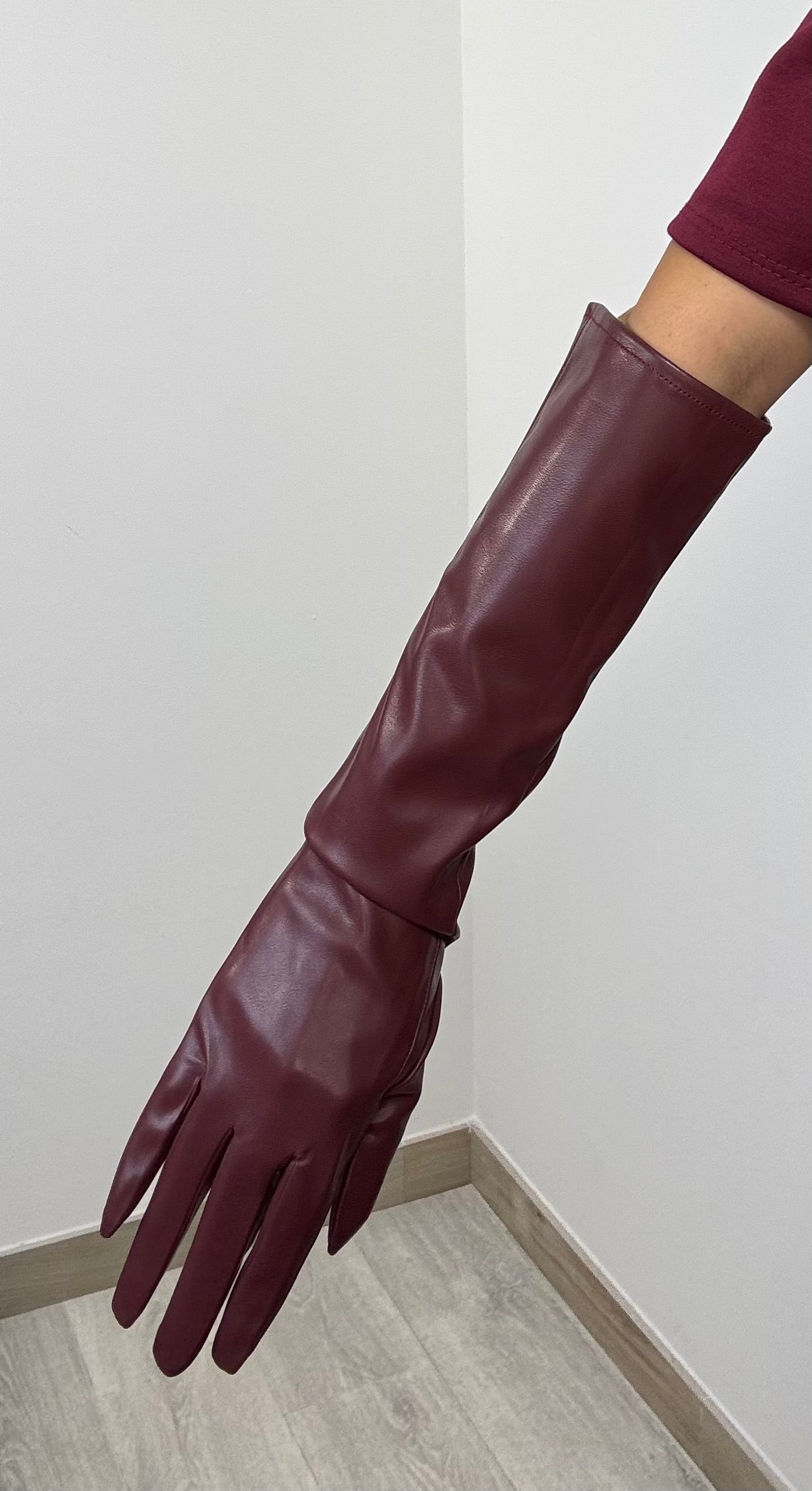 Guanti ecopelle bordeaux