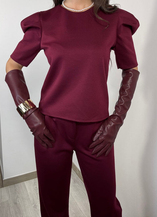 Guanti ecopelle bordeaux
