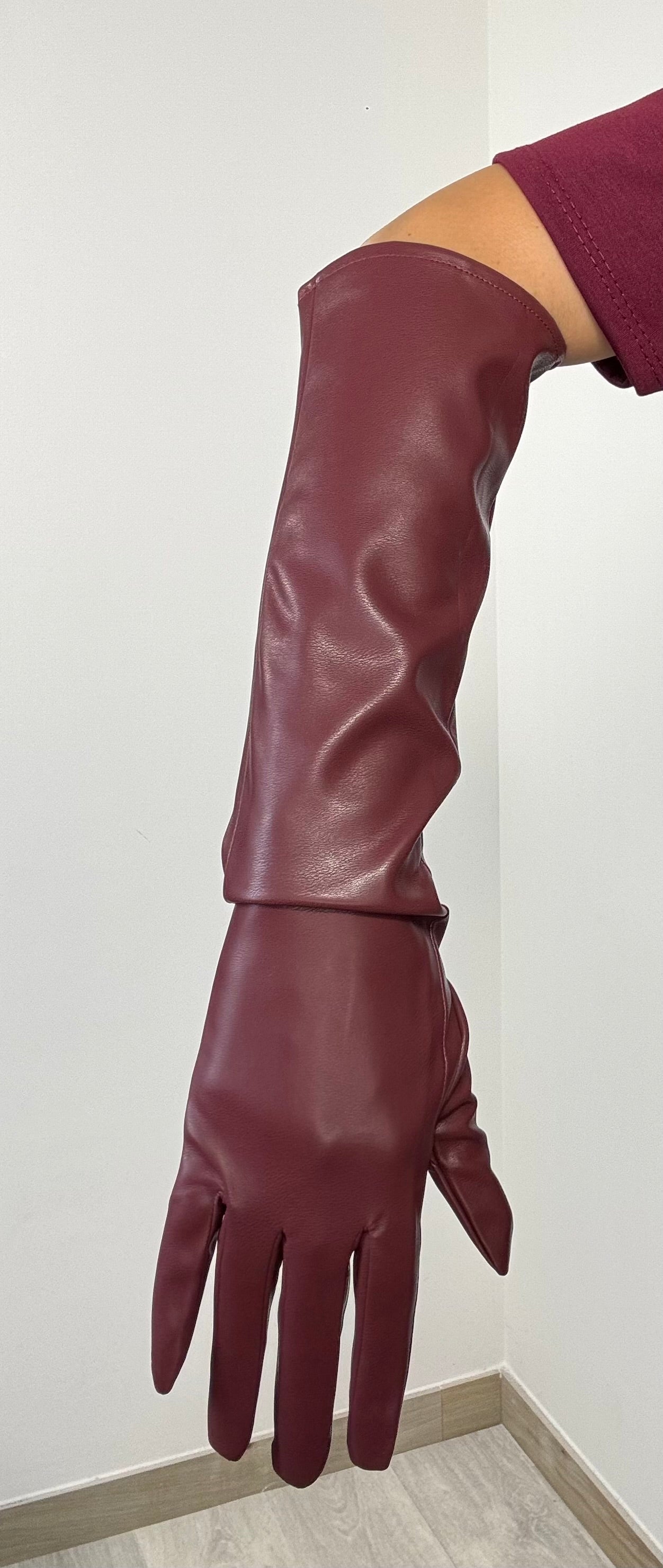 Guanti ecopelle bordeaux
