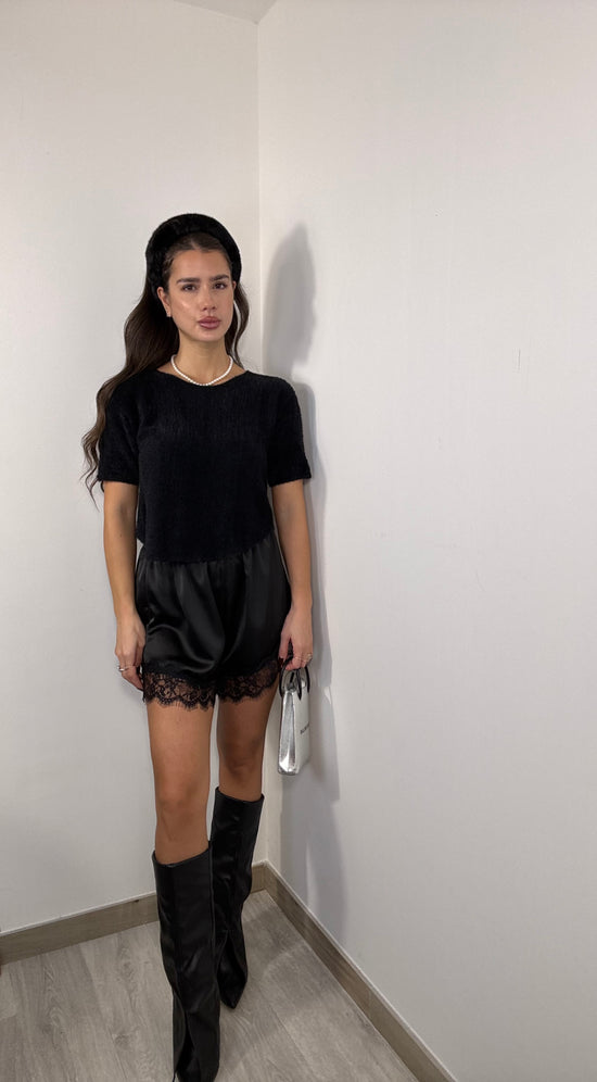 Cerchietto in eco pelliccia nero