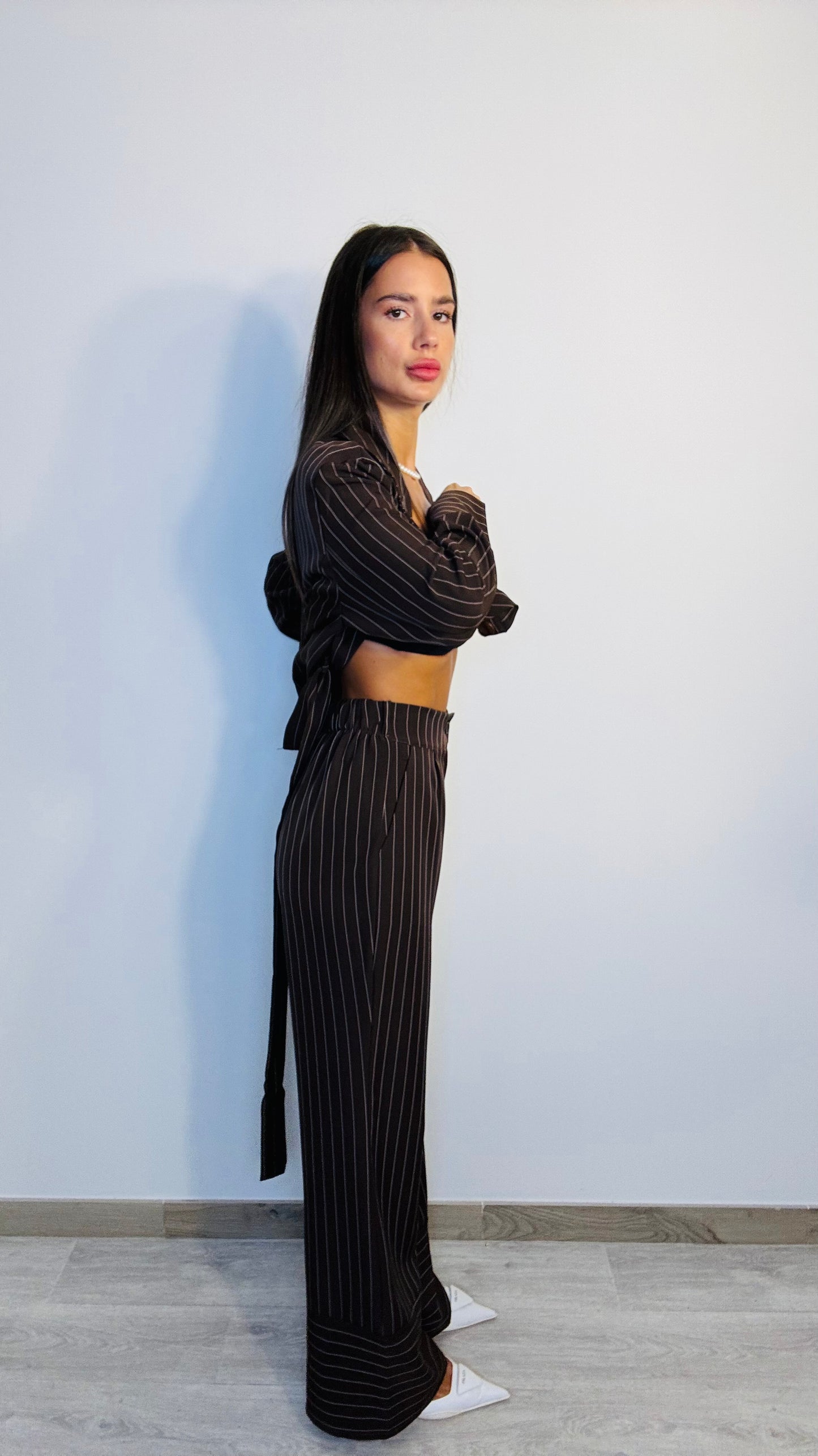 Tailleur gessato marrone Ara