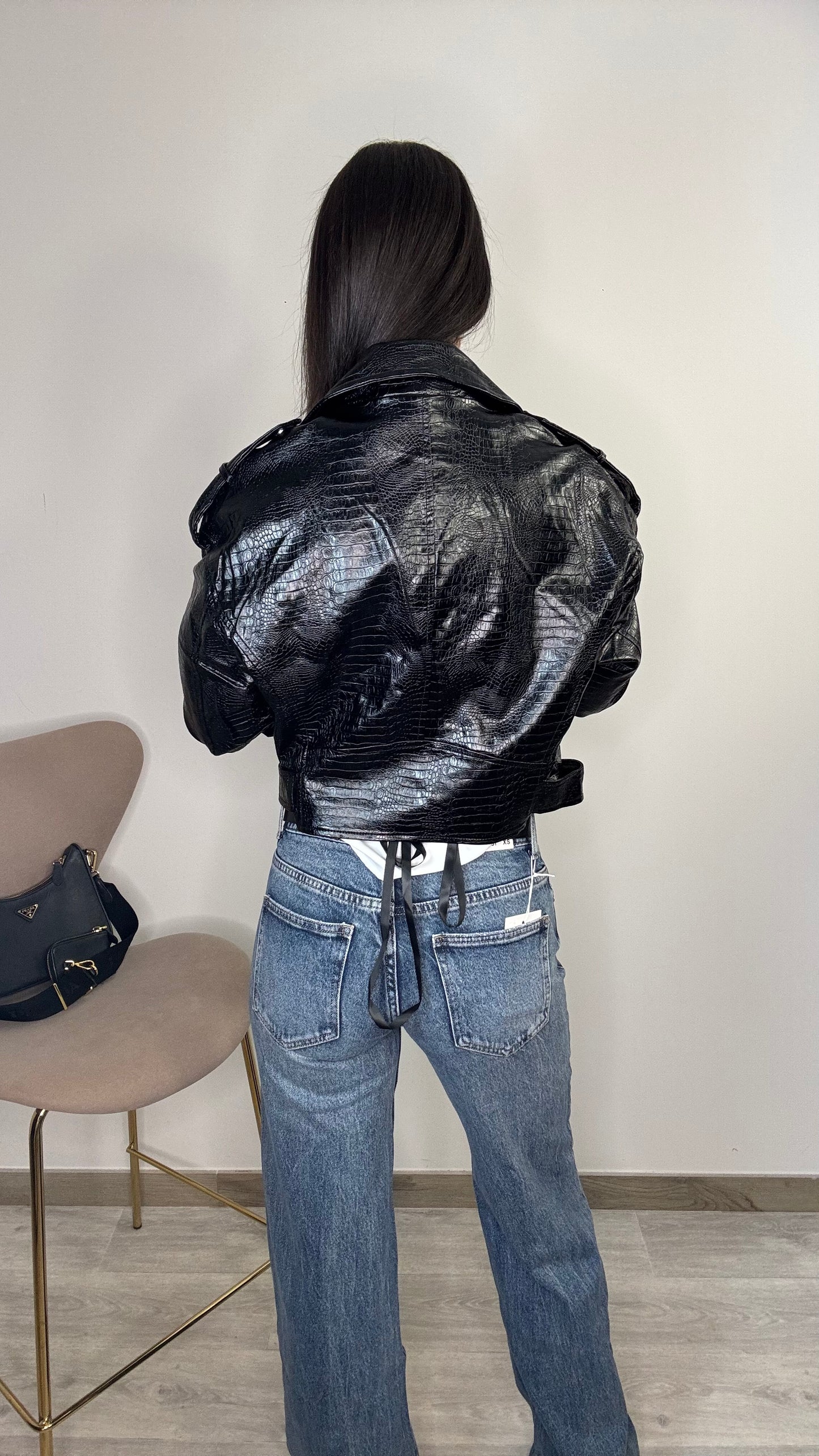 Giacca in eco pelle nera Luna