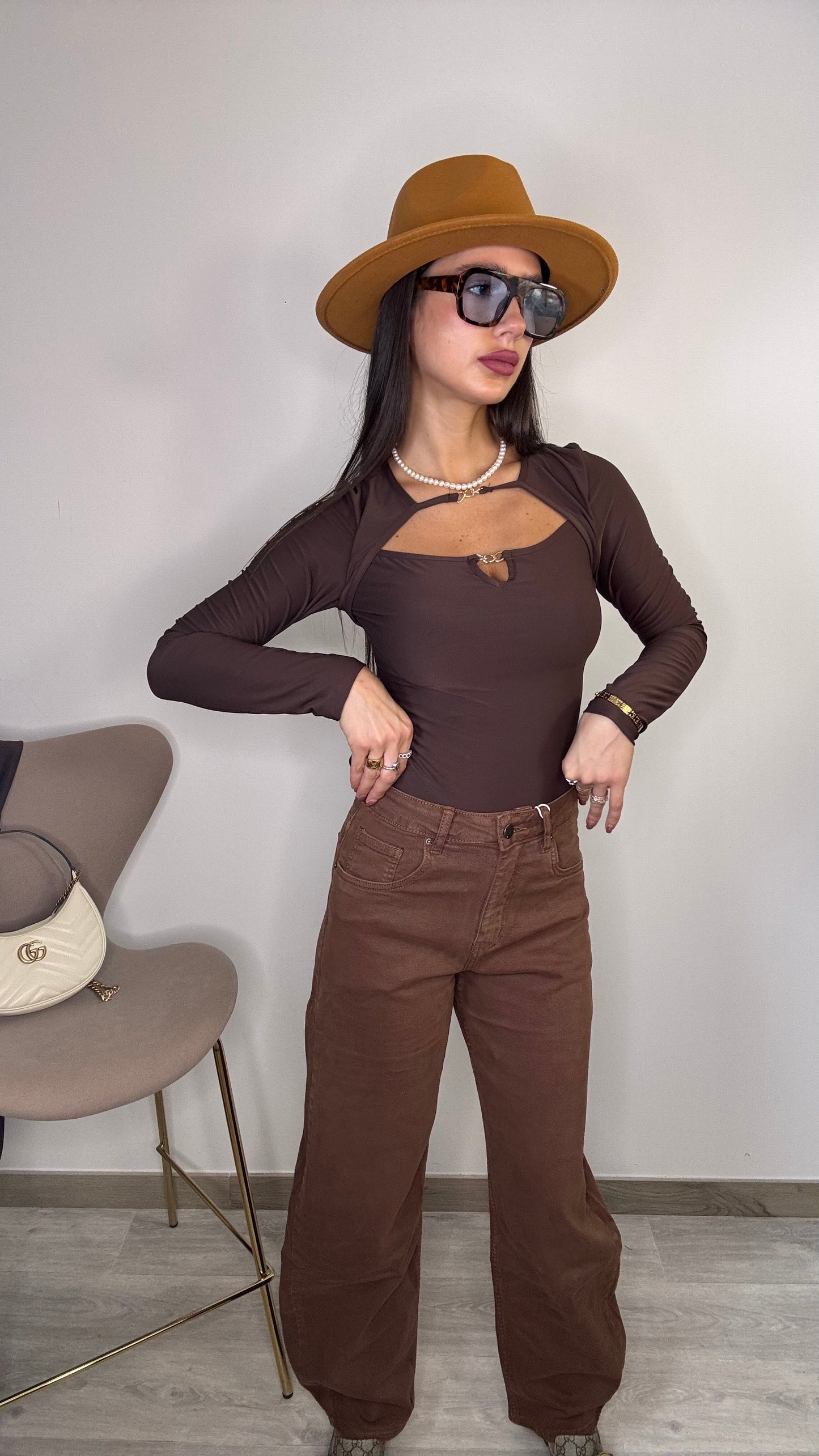 Jeans marrone Balloon