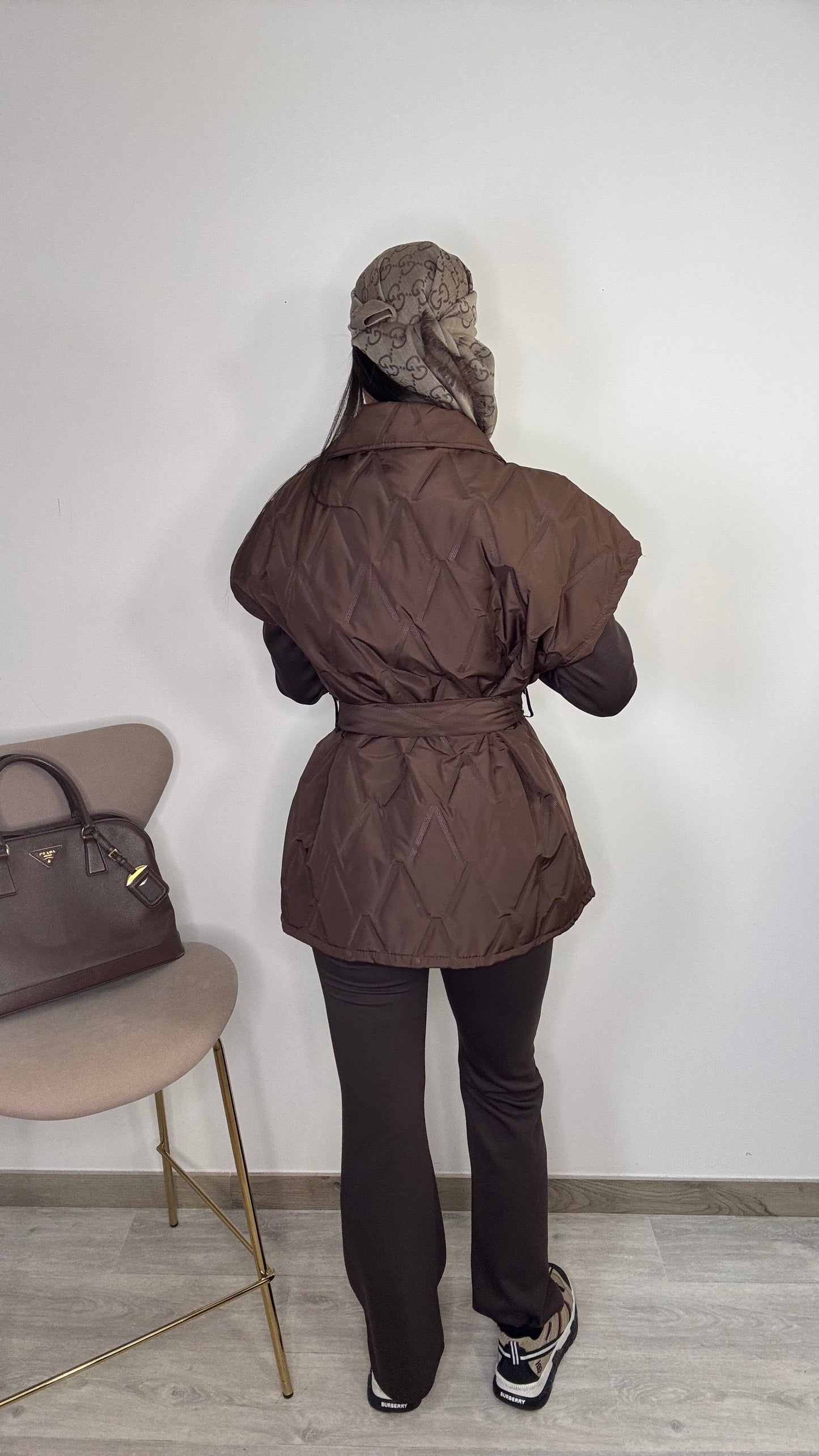 Gilet trapuntato marrone